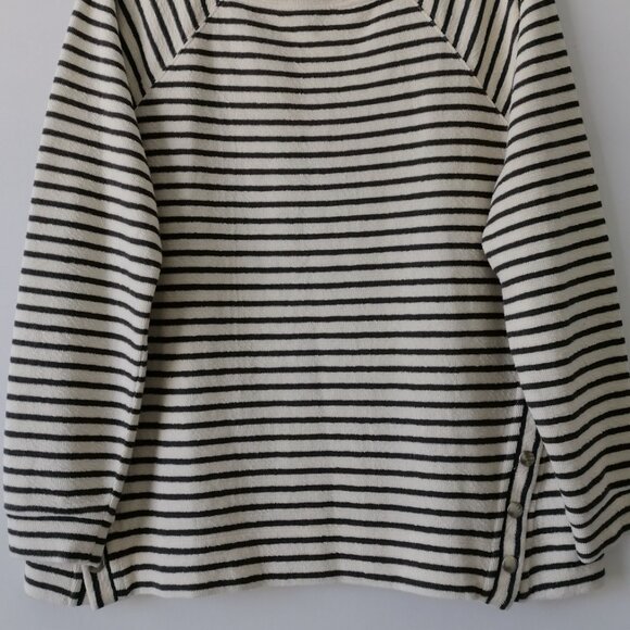 NWT Lou & Grey Womens Black & White Side Snap Striped Pullover Sweatshirt Size L - Picture 3 of 6